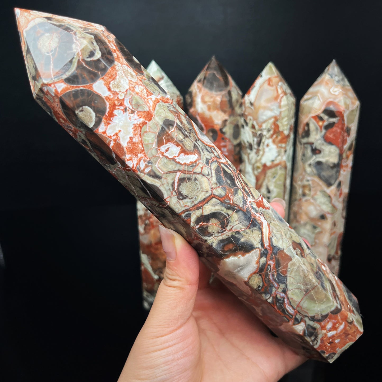 Natural Money agate single pointed large pillar Heal ing Gemstone Home Decor