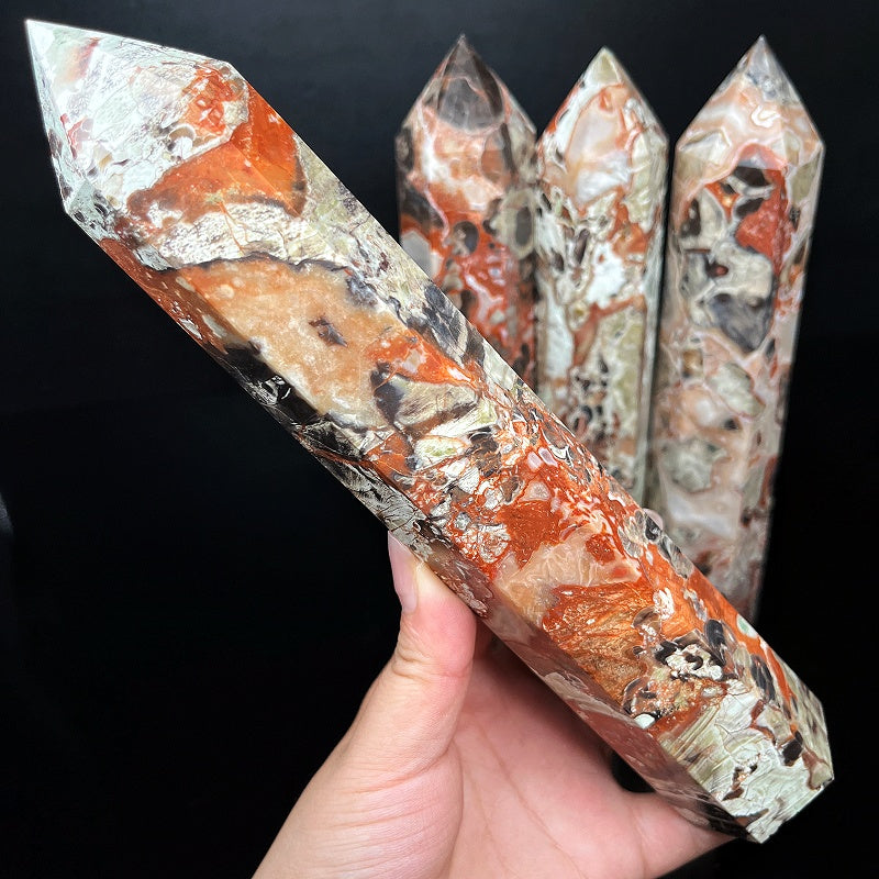 Natural Money agate single pointed large pillar Heal ing Gem stone Home Decor