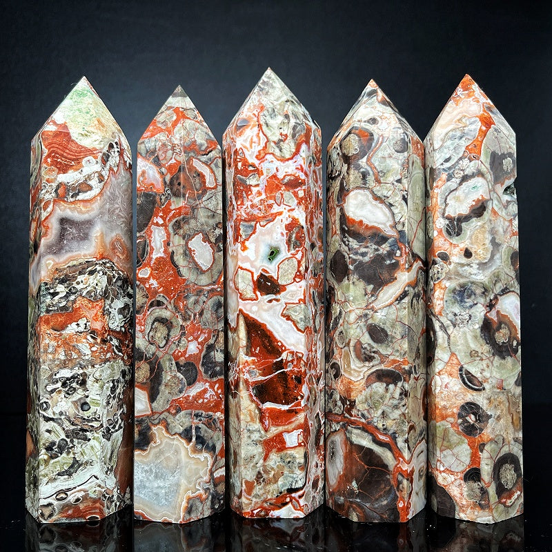 Natural Money agate single pointed large pillar Heal ing Gem stone Home Decor