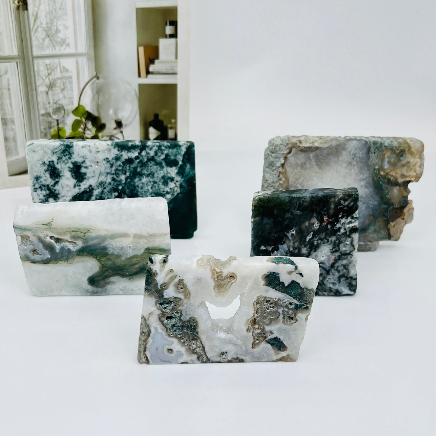 Natural Water grass agate flakes Heal ing Gemstone Home Decor
