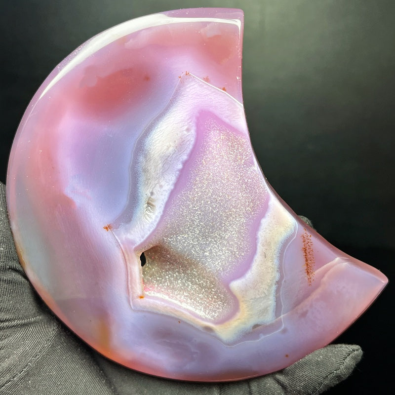 Natural Purple pink wrapped agate moon Heal ing Gemstone Home Decor