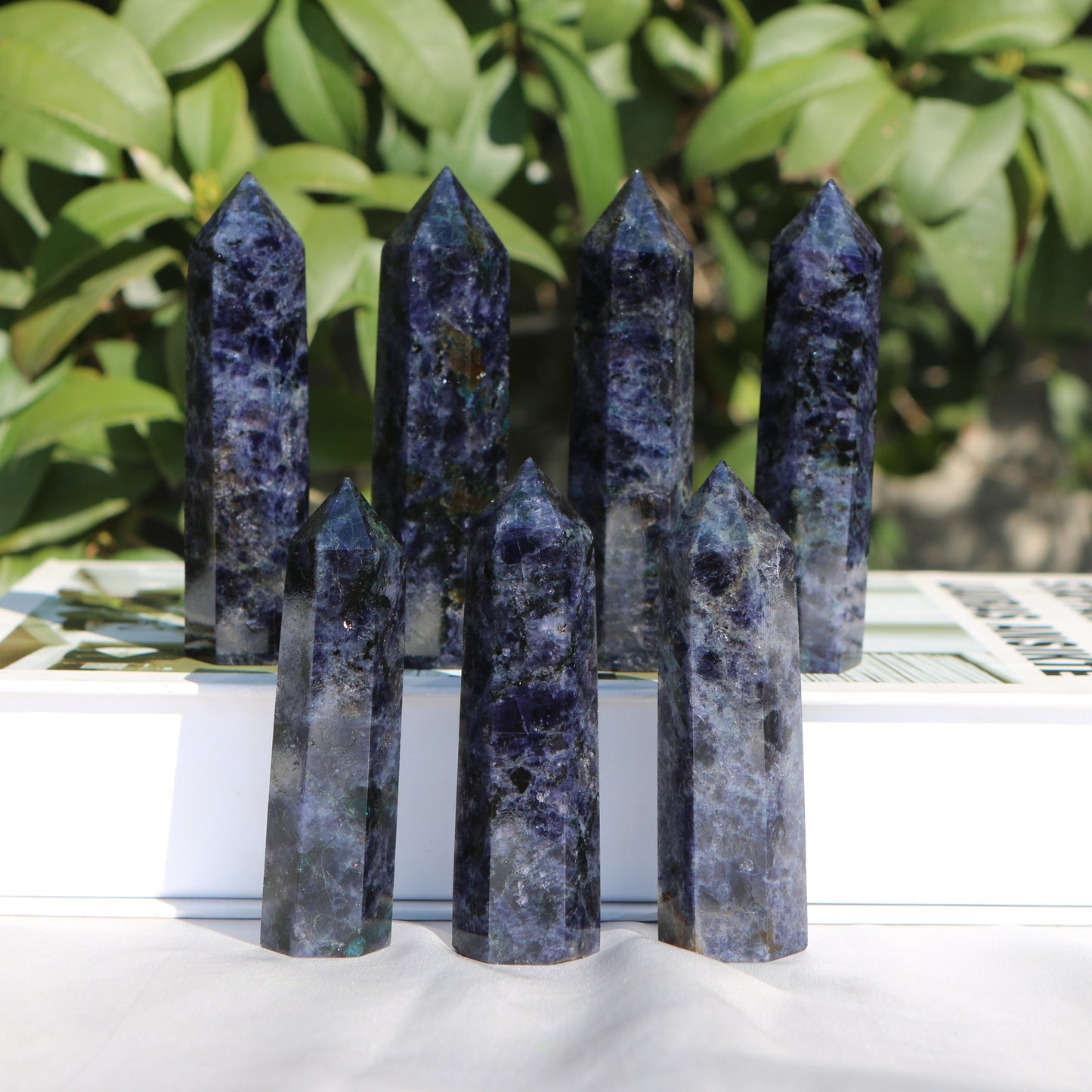 Natural Cordierite single pointed column Heal ing Gemstone Home Decor