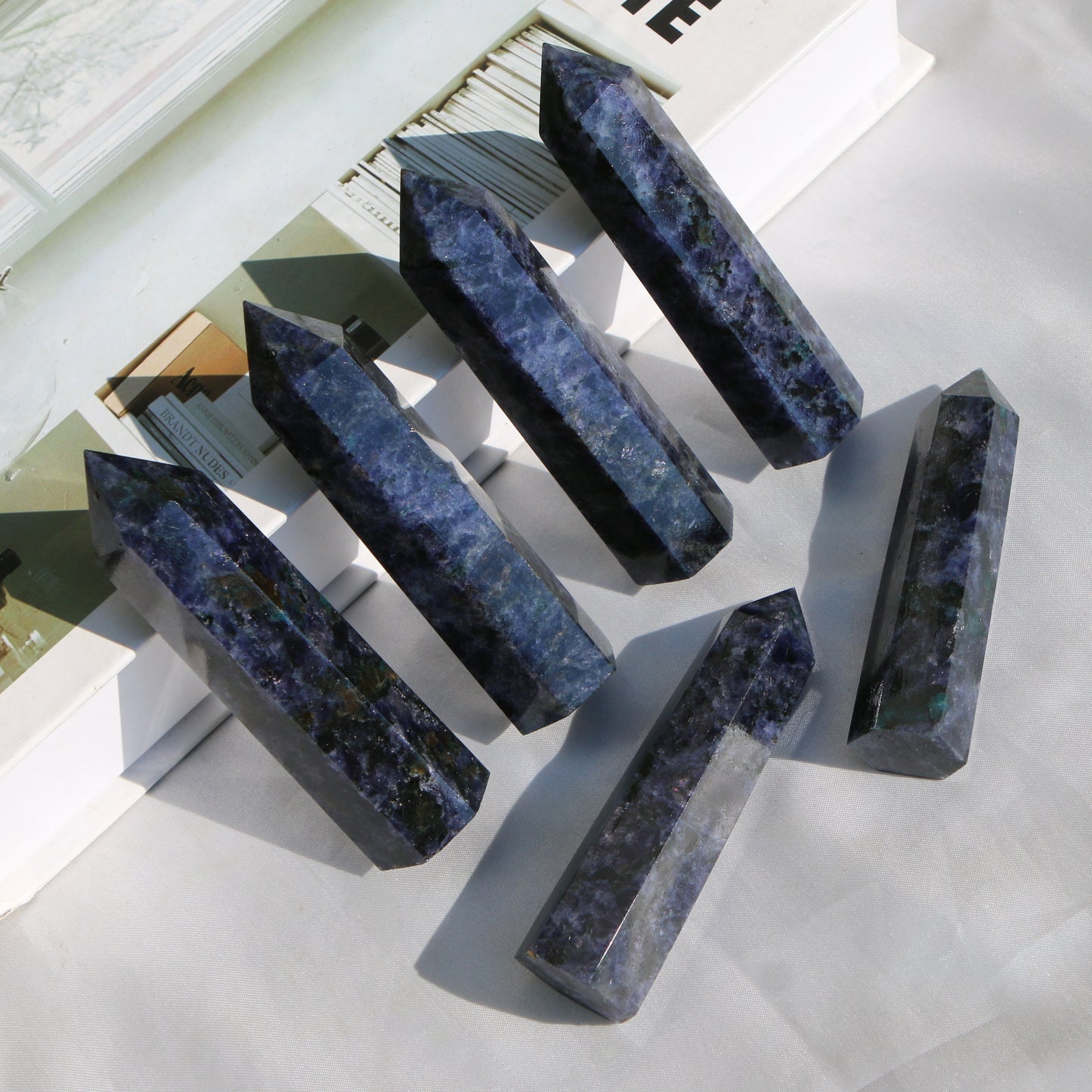Natural Cordierite single pointed column Heal ing Gemstone Home Decor