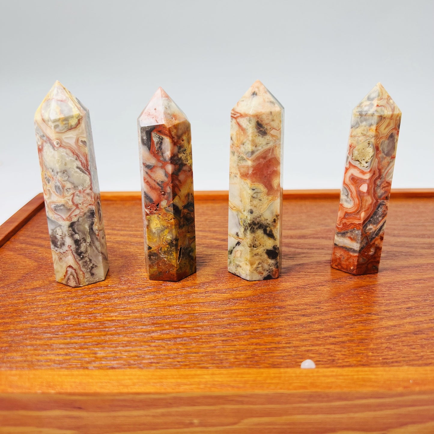 Natural Crazy agate single pointed pillar Heal ing Gemstone Home Decor