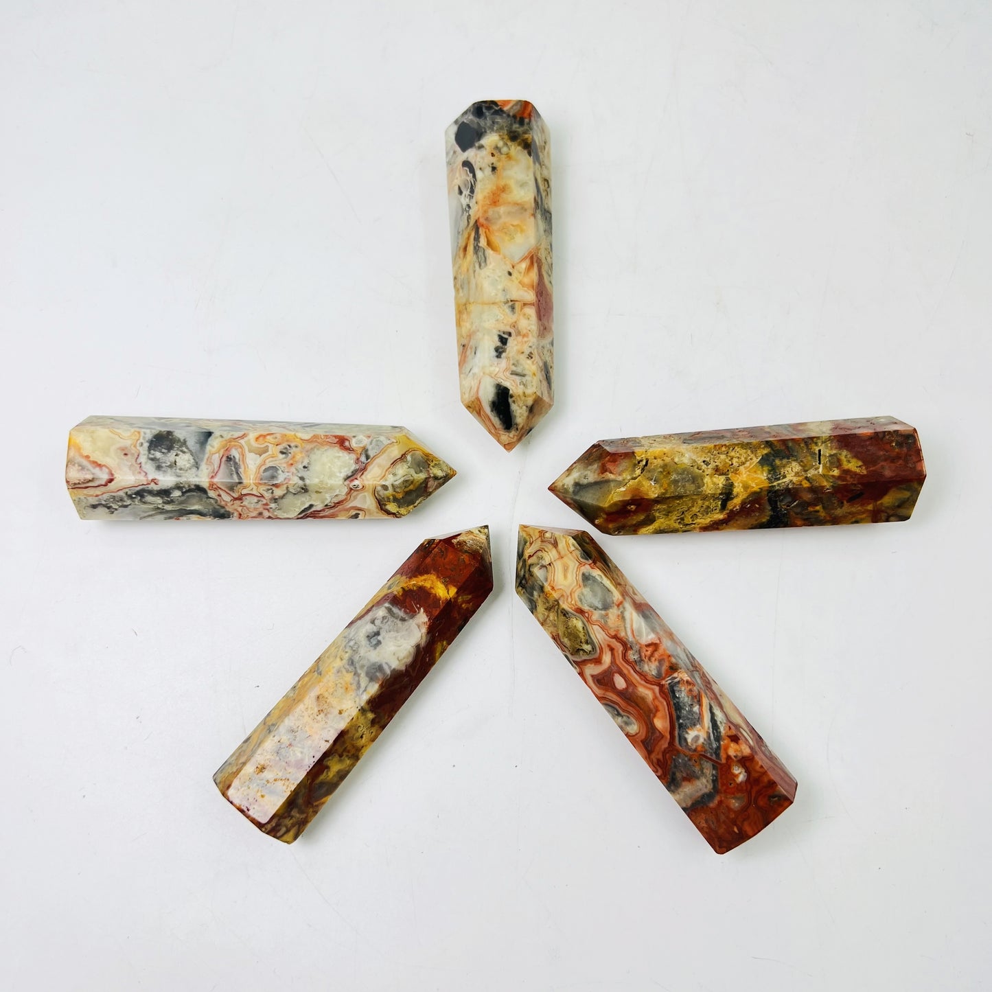 Natural Crazy agate pillar Heal ing Gemstone Home Decor