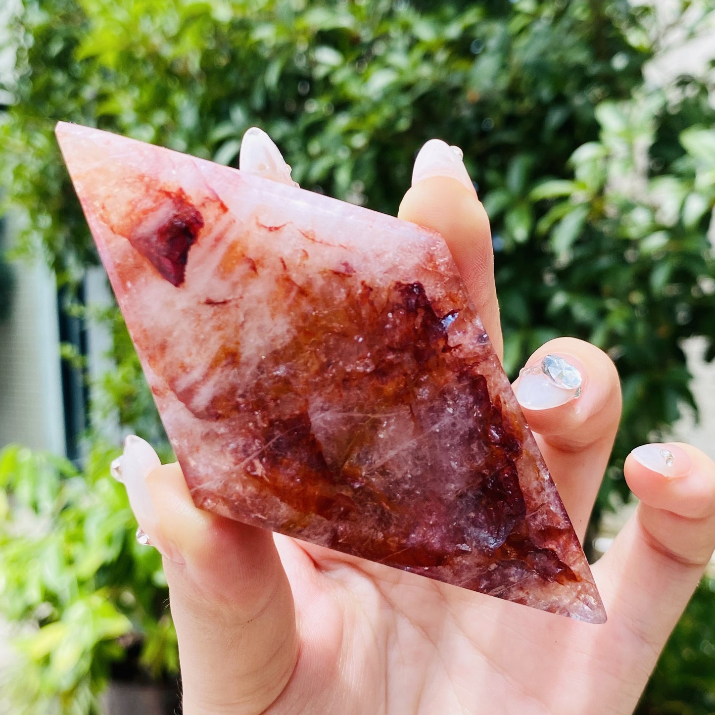 Natural Red gum flower diamond shaped piece Heal ing Gemstone Home Decor