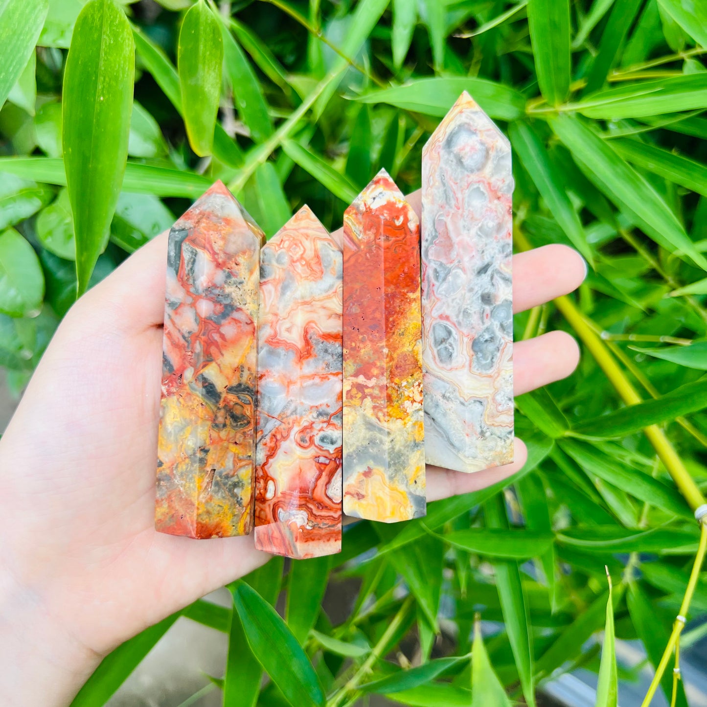 Natural Crazy agate pillar Heal ing Gemstone Home Decor