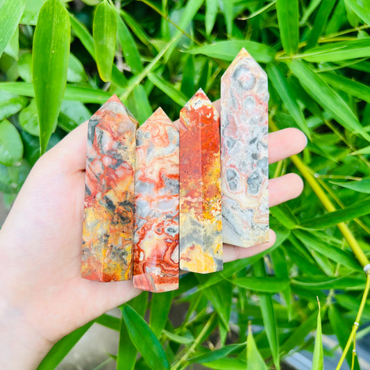 Natural Crazy agate pillar Heal ing Gemstone Home Decor