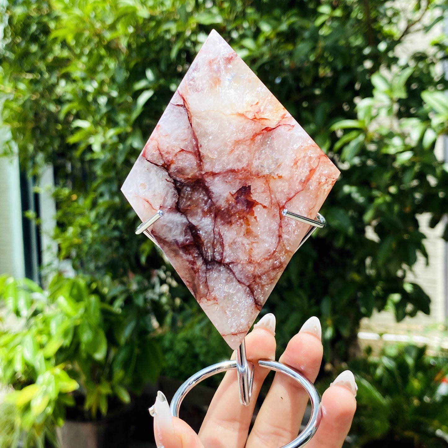 Natural Red gum flower diamond shaped piece Heal ing Gemstone Home Decor