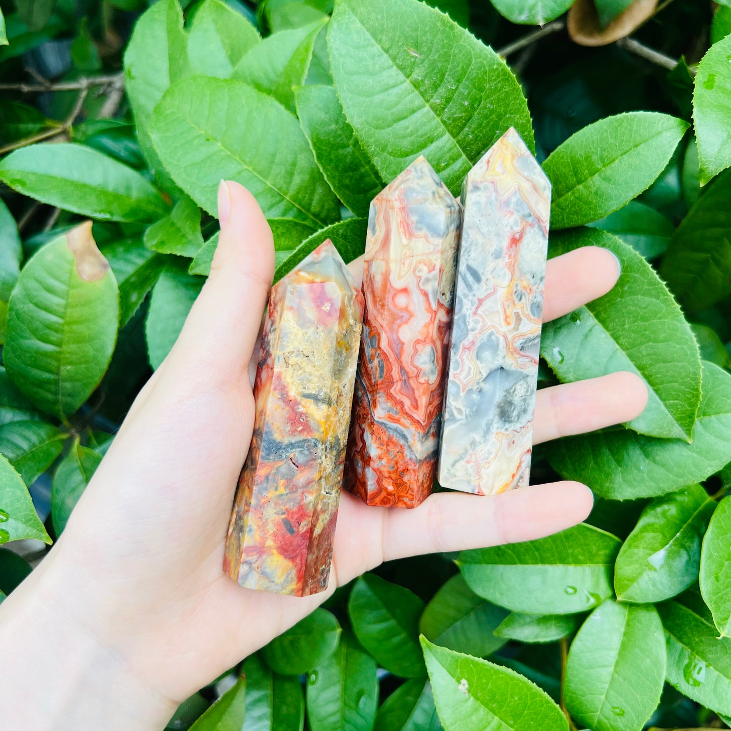 Natural Crazy agate pillar Heal ing Gemstone Home Decor