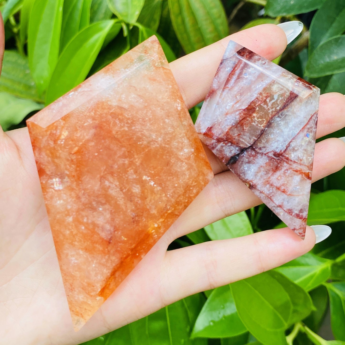 Natural Red gum flower diamond shaped piece Heal ing Gemstone Home Decor