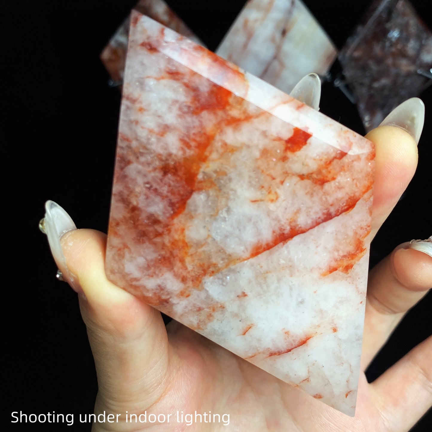 Natural Red gum flower diamond shaped piece Heal ing Gemstone Home Decor