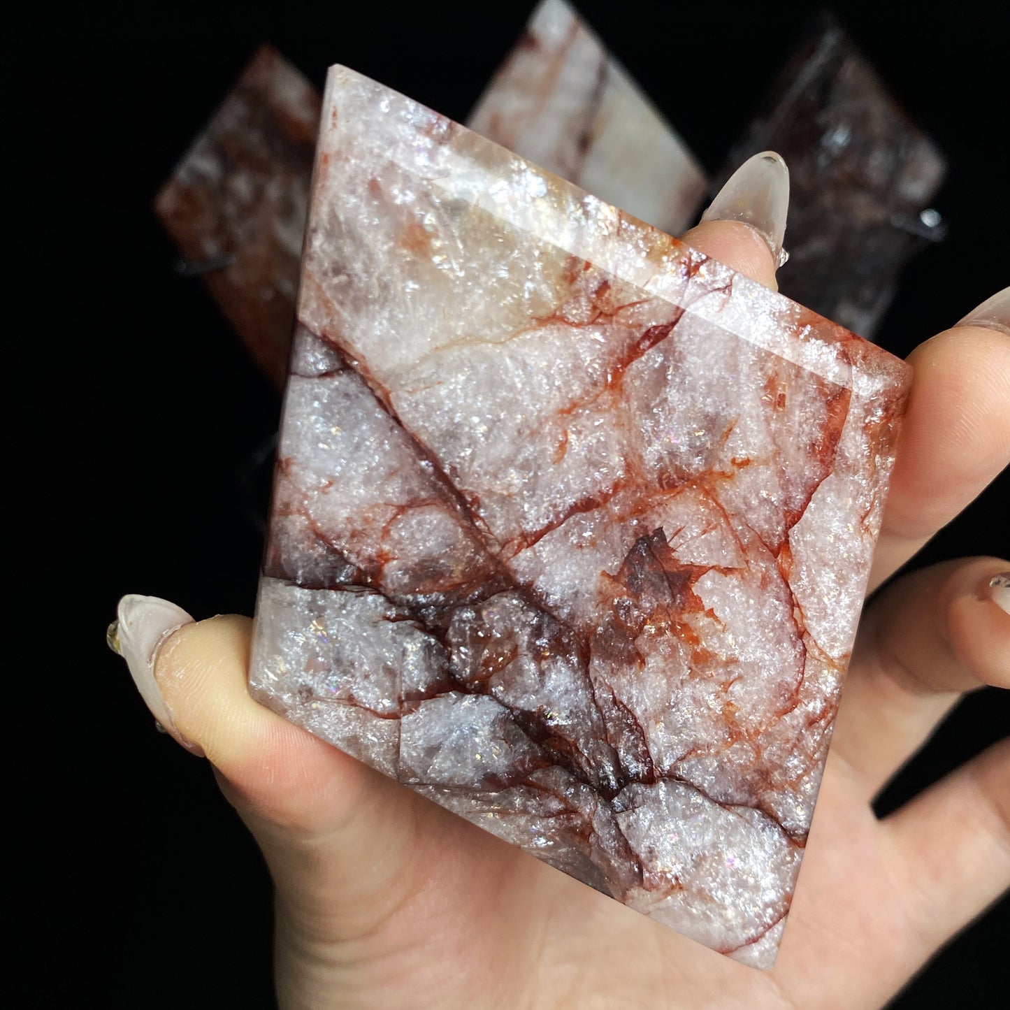 Natural Red gum flower diamond shaped piece Heal ing Gemstone Home Decor