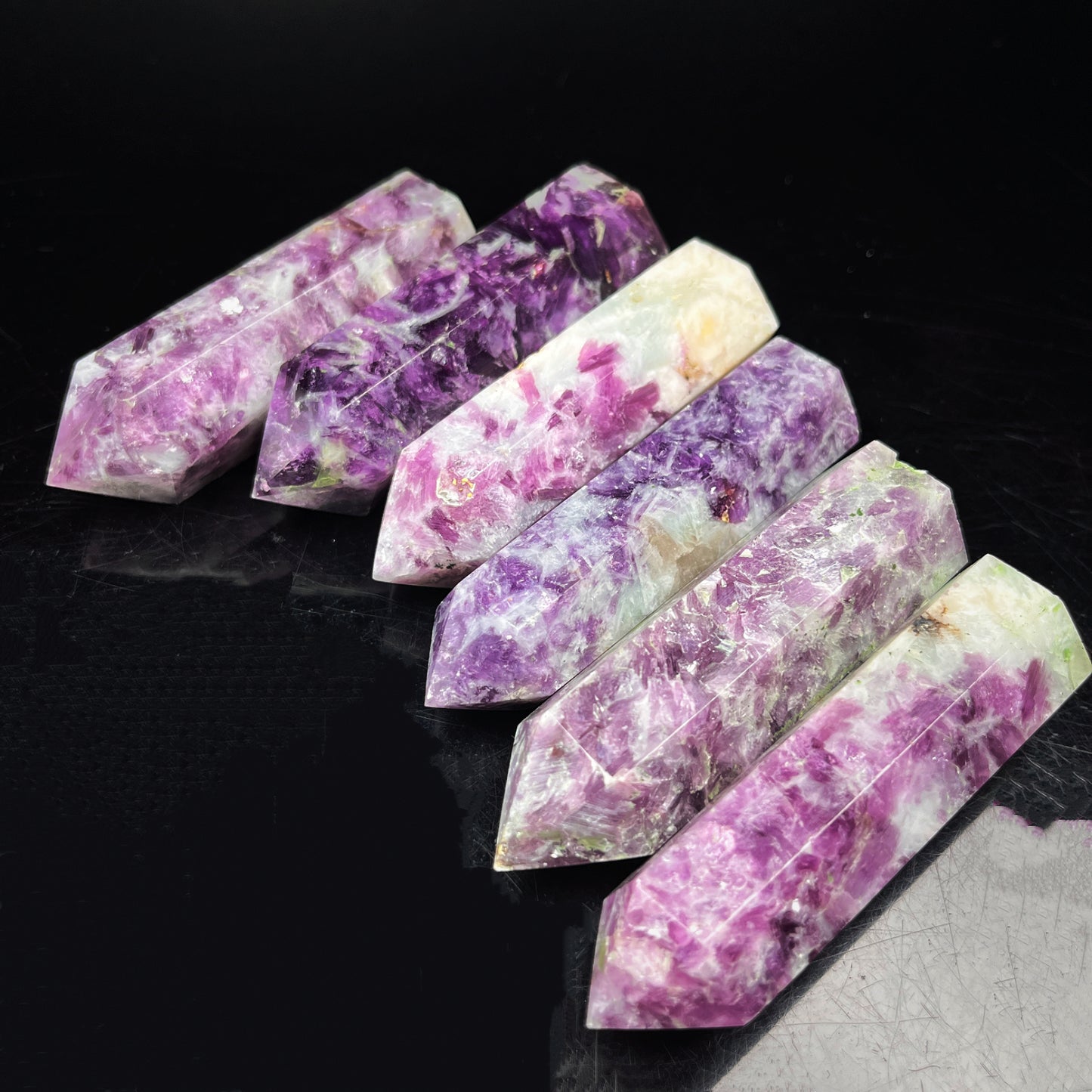 Natural Purple lithium mica column Heal ing Gemstone Home Decor
