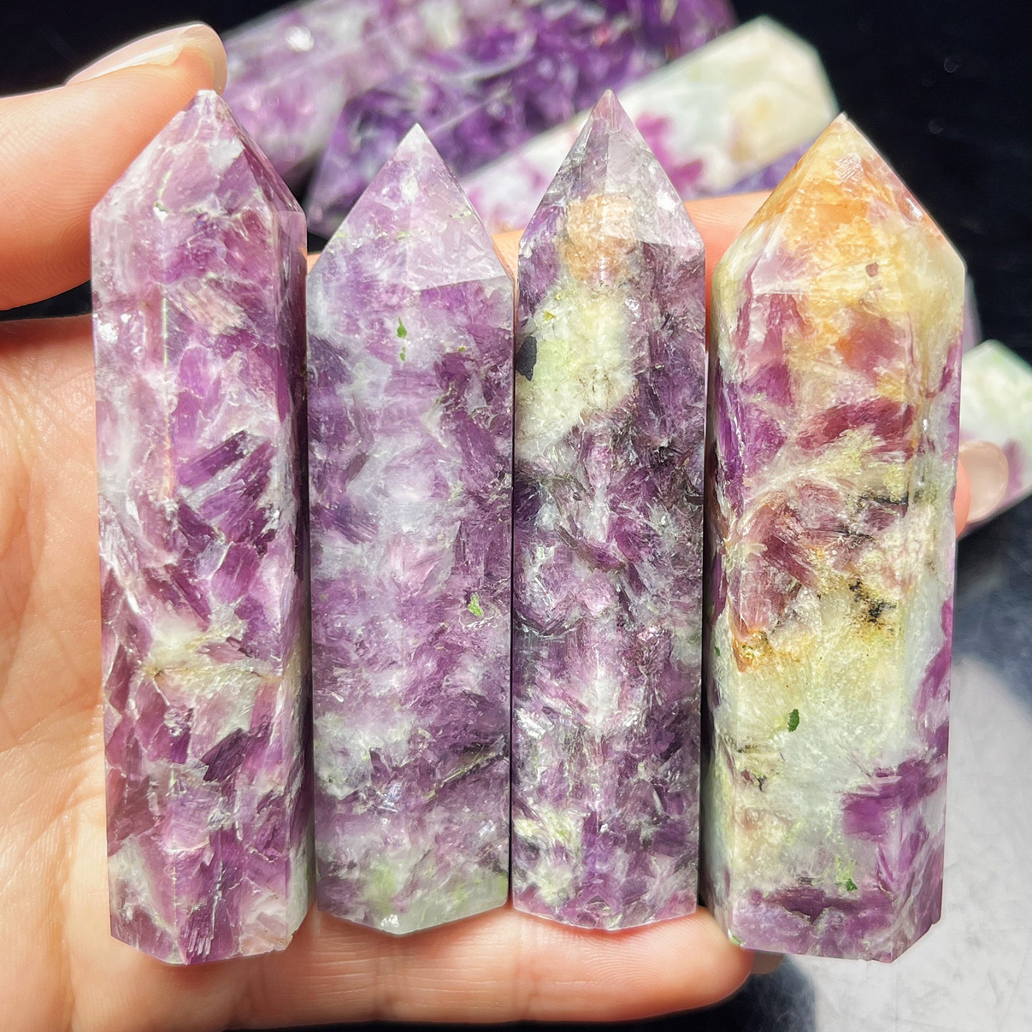 Natural Purple lithium mica column Heal ing Gemstone Home Decor