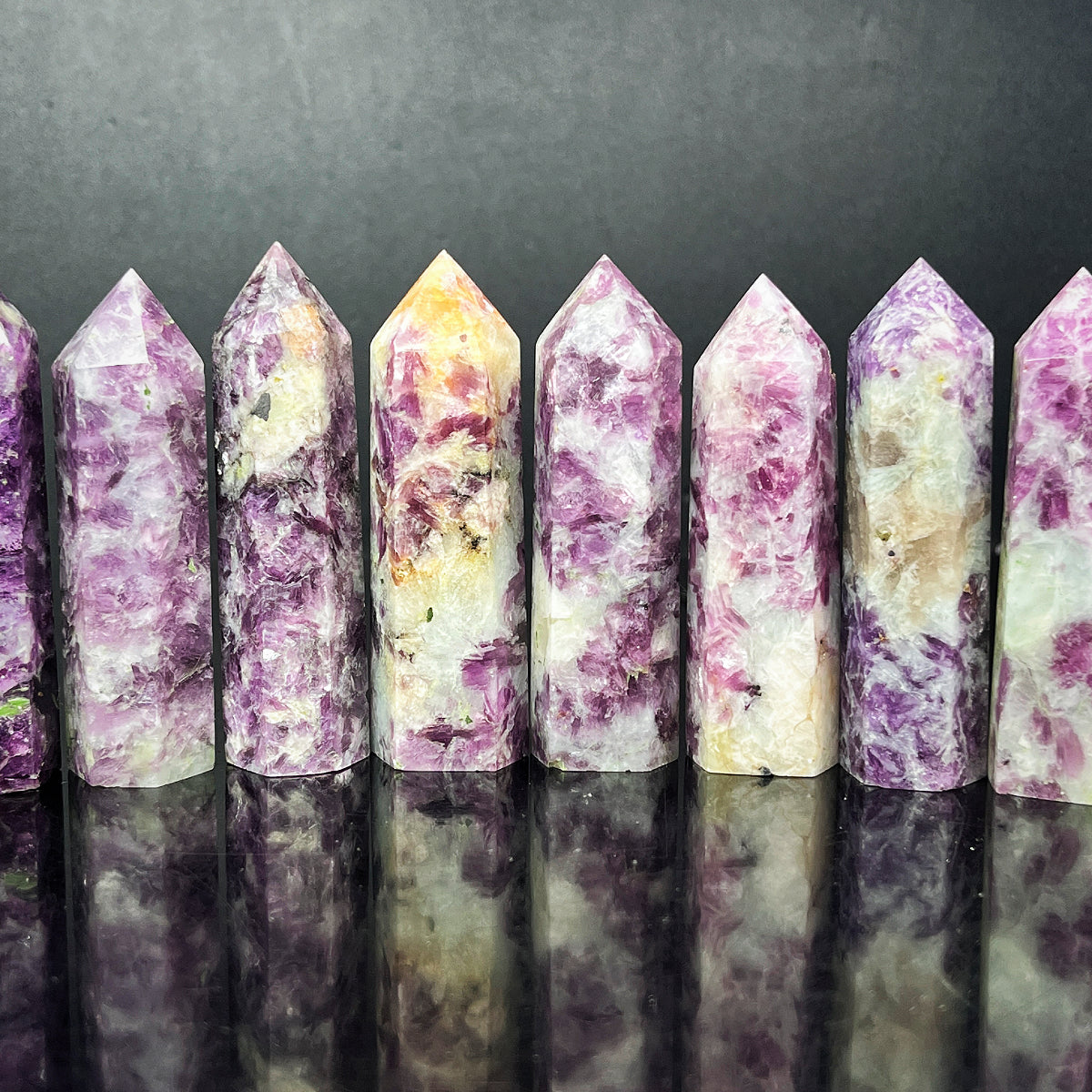 Natural Purple lithium mica column Heal ing Gemstone Home Decor