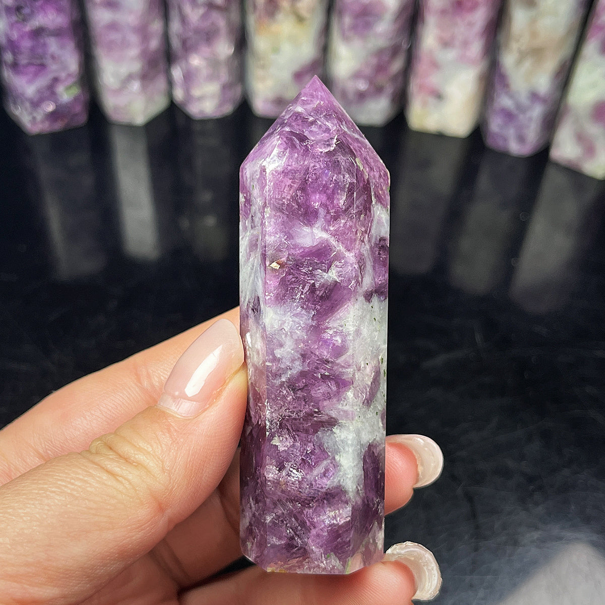 Natural Purple lithium mica column Heal ing Gemstone Home Decor