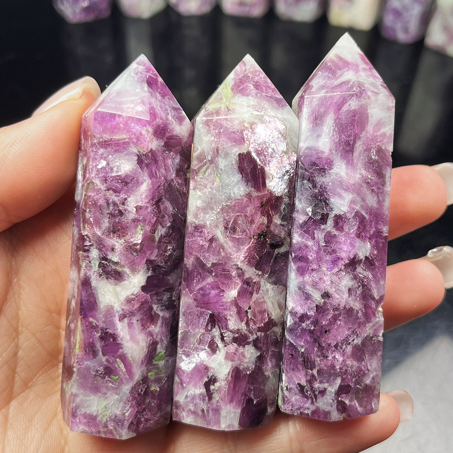 Natural Purple lithium mica column Heal ing Gemstone Home Decor