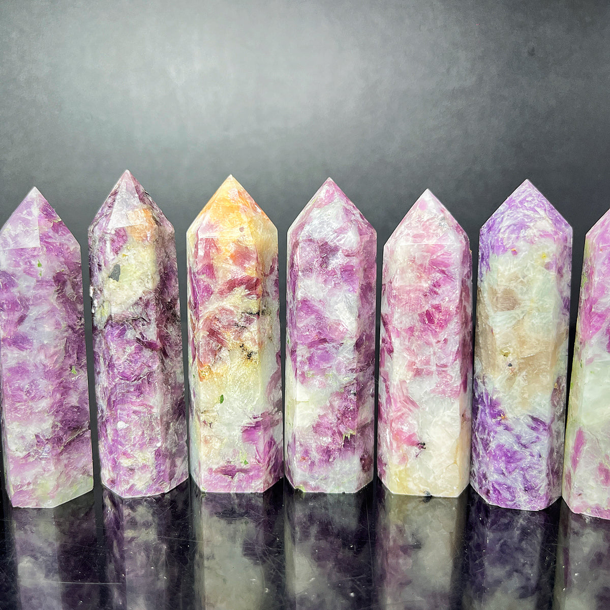 Natural Purple lithium mica column Heal ing Gemstone Home Decor