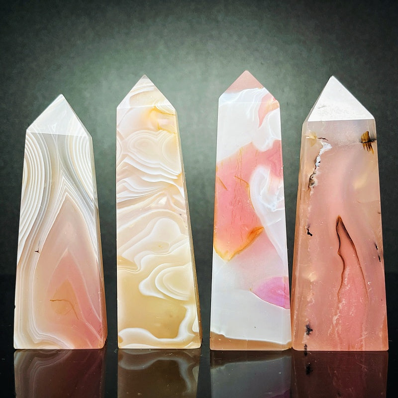 Natural Powder wrapped agate square pillar Heal ing Gemstone Home Decor