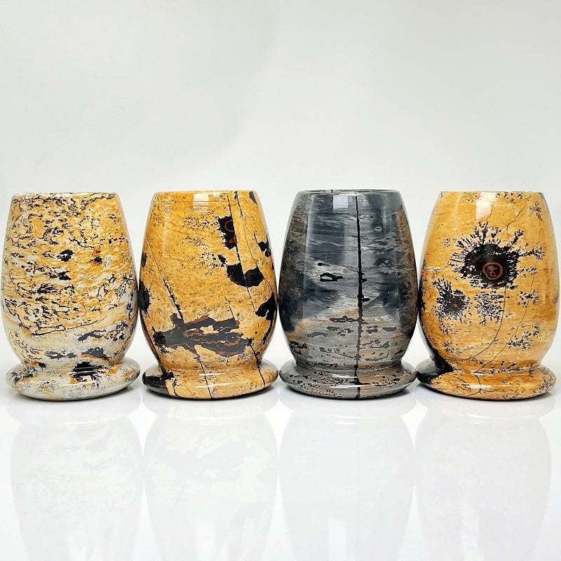 Natural Chinese painting stone flower vase Heal ing Gemstone Home Decor