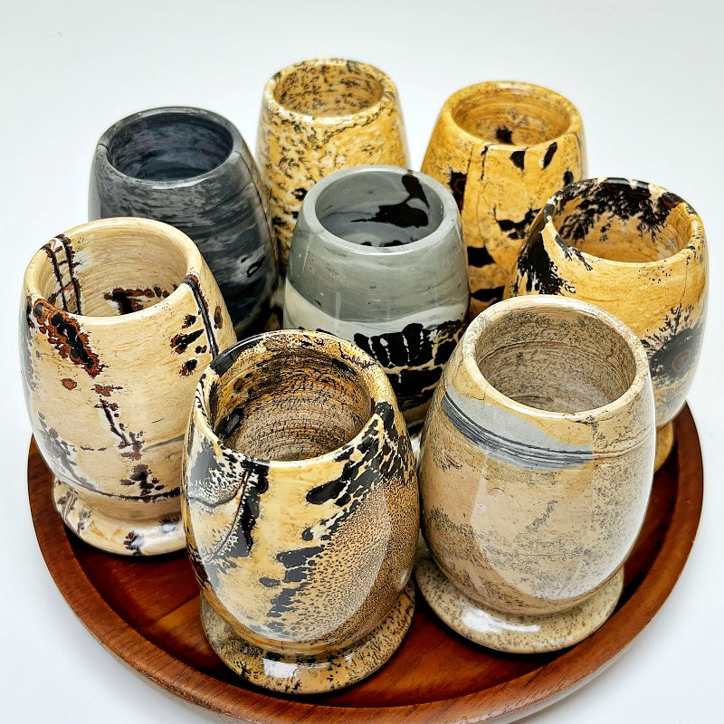 Natural Chinese painting stone flower vase Heal ing Gemstone Home Decor