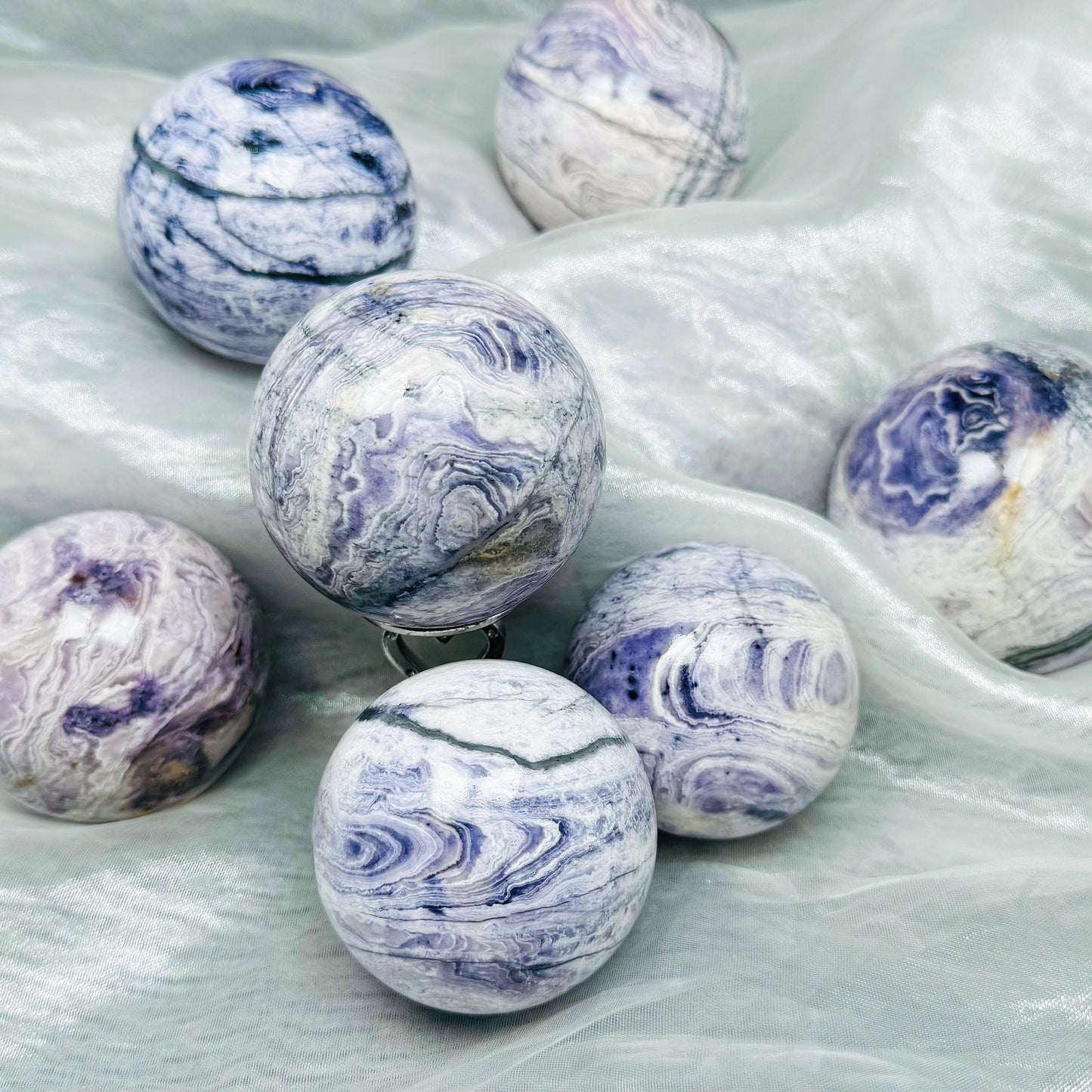 Natural Purple Peacock Stone Ball Heal ing Gemstone Home Decor