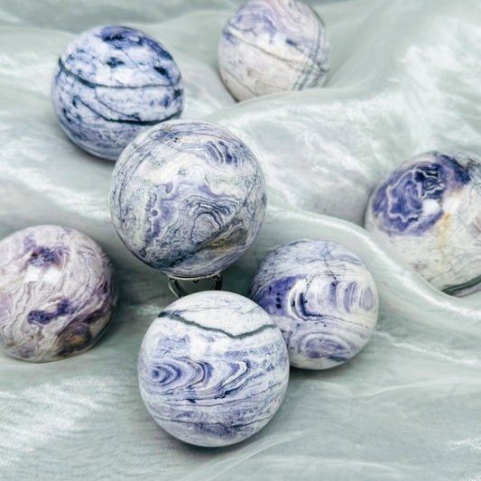 Natural Purple Peacock Stone Ball Heal ing Gemstone Home Decor