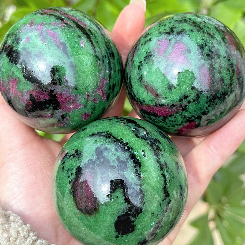 Natural Red and Green Treasure Balls Heal ing Gemstone Home Decor