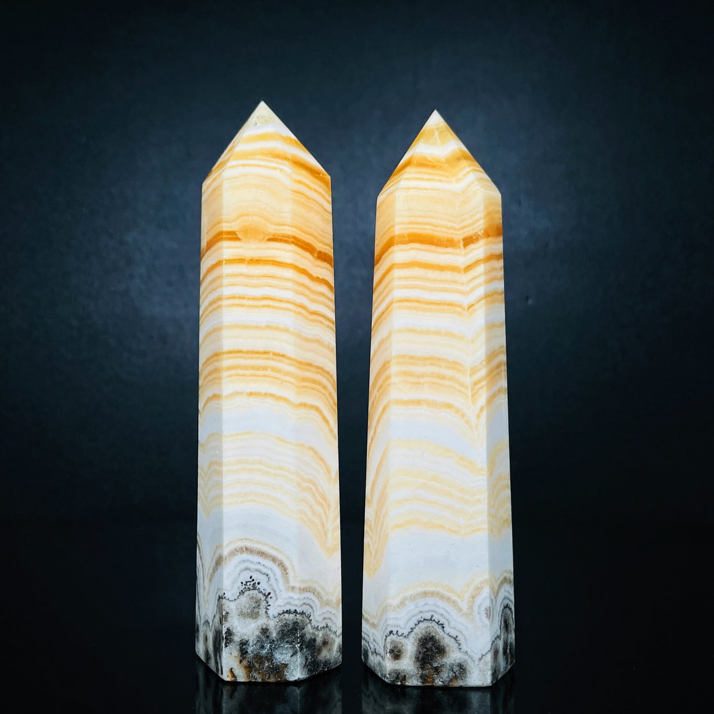 Natural Striped Orange Square Single Pointed Column Heal ing Gemstone Home Decor