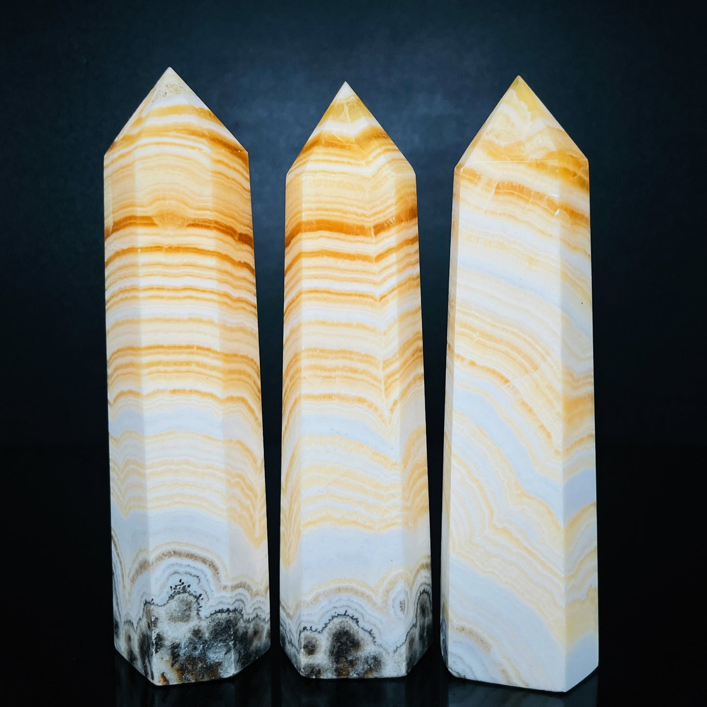 Natural Striped Orange Square Single Pointed Column Heal ing Gemstone Home Decor