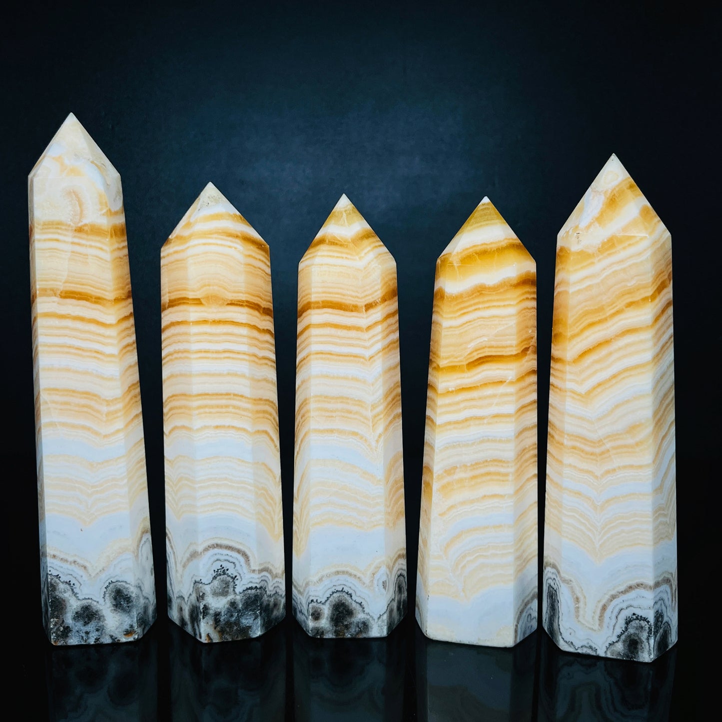 Natural Striped Orange Square Single Pointed Column Heal ing Gemstone Home Decor