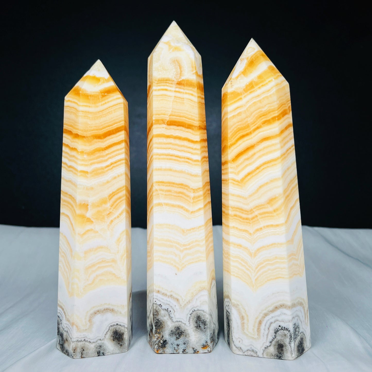 Natural Striped Orange Square Single Pointed Column Heal ing Gemstone Home Decor