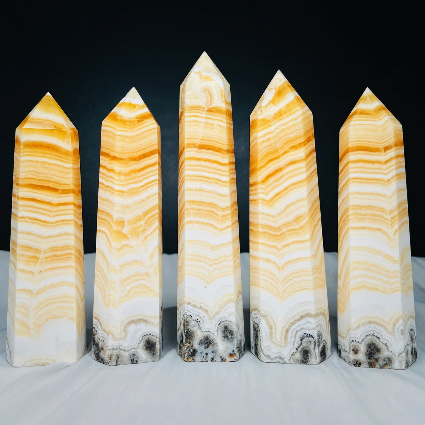 Natural Striped Orange Square Single Pointed Column Heal ing Gemstone Home Decor