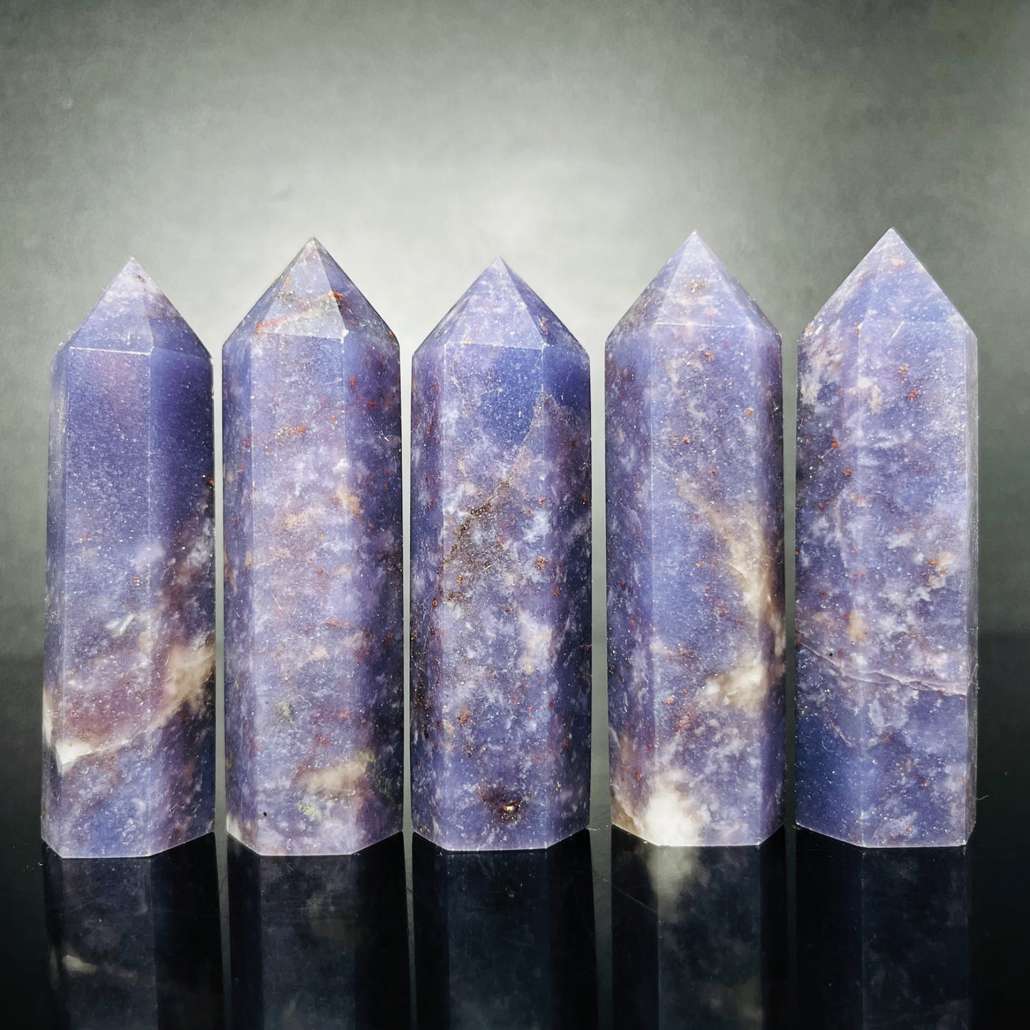 Natural Purple jade single pointed pillar Heal ing Gemstone Home Decor