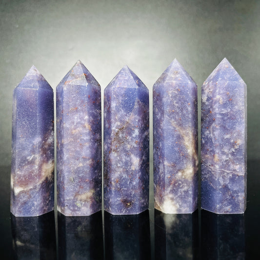 Natural Purple jade single pointed pillar Heal ing Gemstone Home Decor