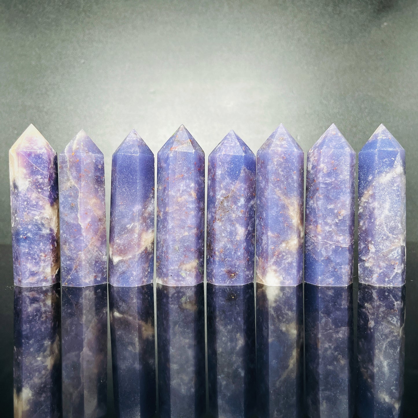 Natural Purple jade single pointed pillar Heal ing Gemstone Home Decor