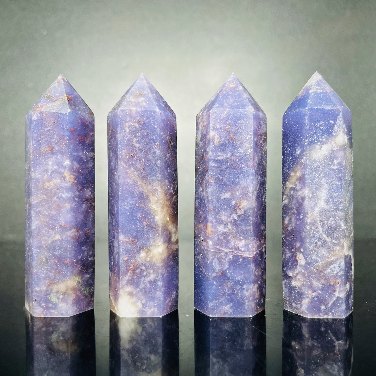 Natural Purple jade single pointed pillar Heal ing Gemstone Home Decor