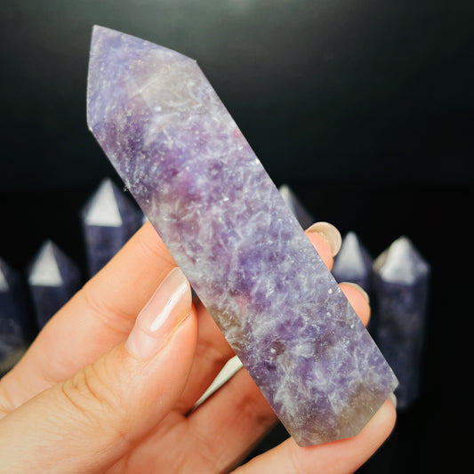 Natural Purple jade stone single pointed pillar Heal ing Gemstone Home Decor