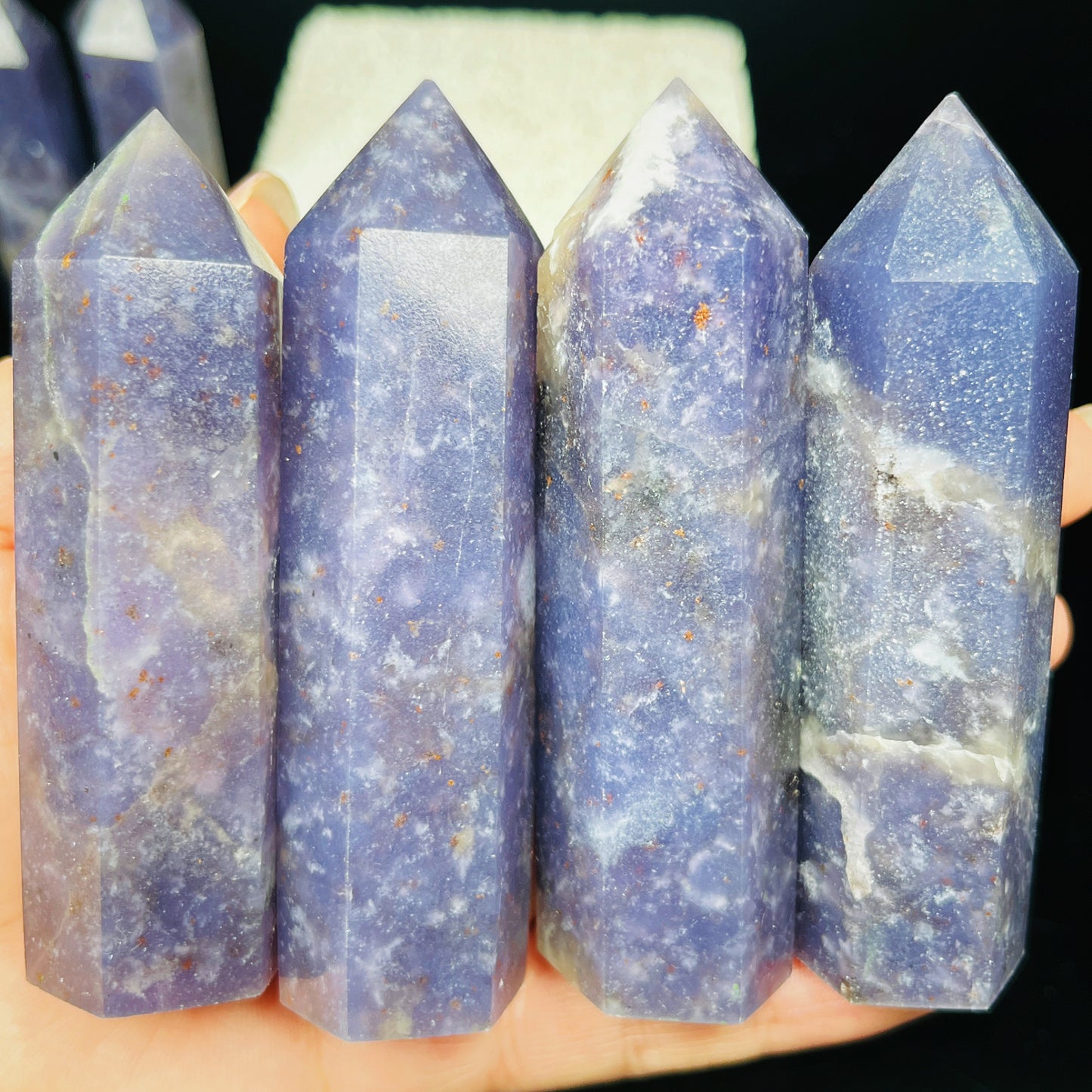 Natural Purple jade single pointed pillar Heal ing Gemstone Home Decor