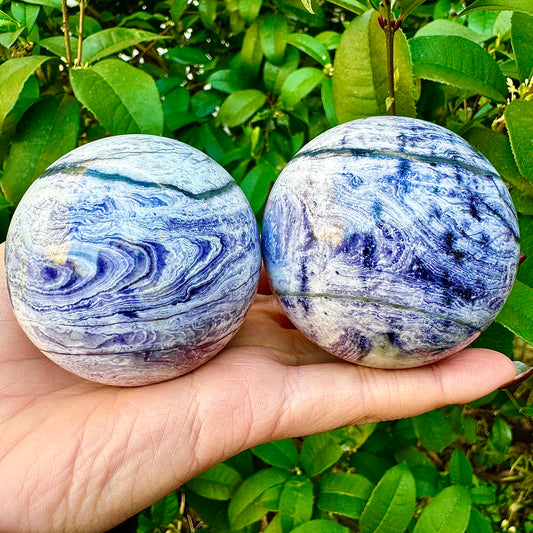 Natural Purple Peacock Stone Ball Heal ing Gemstone Home Decor