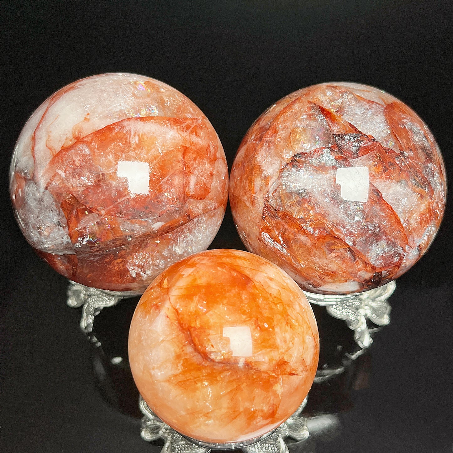 Natural Red gum flower ball Heal ing Gemstone Home Decor
