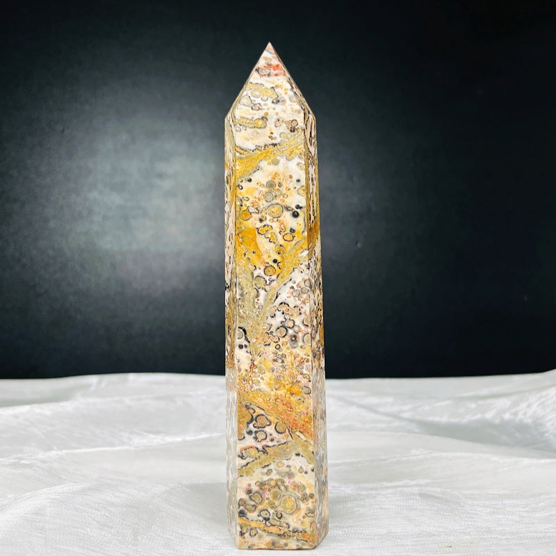 Natural Leopard print single-tip large pillar  Heal ing Gemstone Home Decor