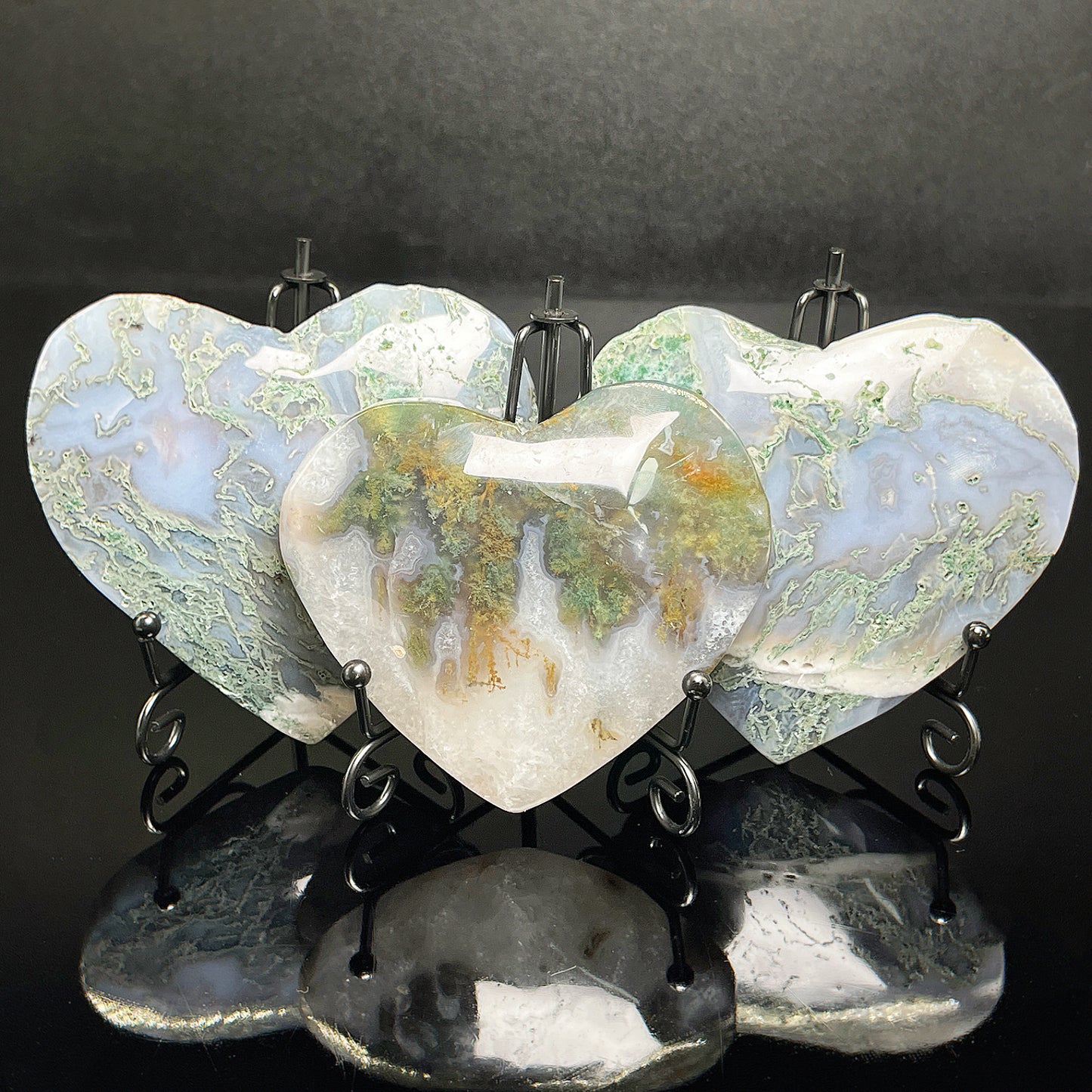 Natural  Love with Water Grass Agate Gemstone Home Decor