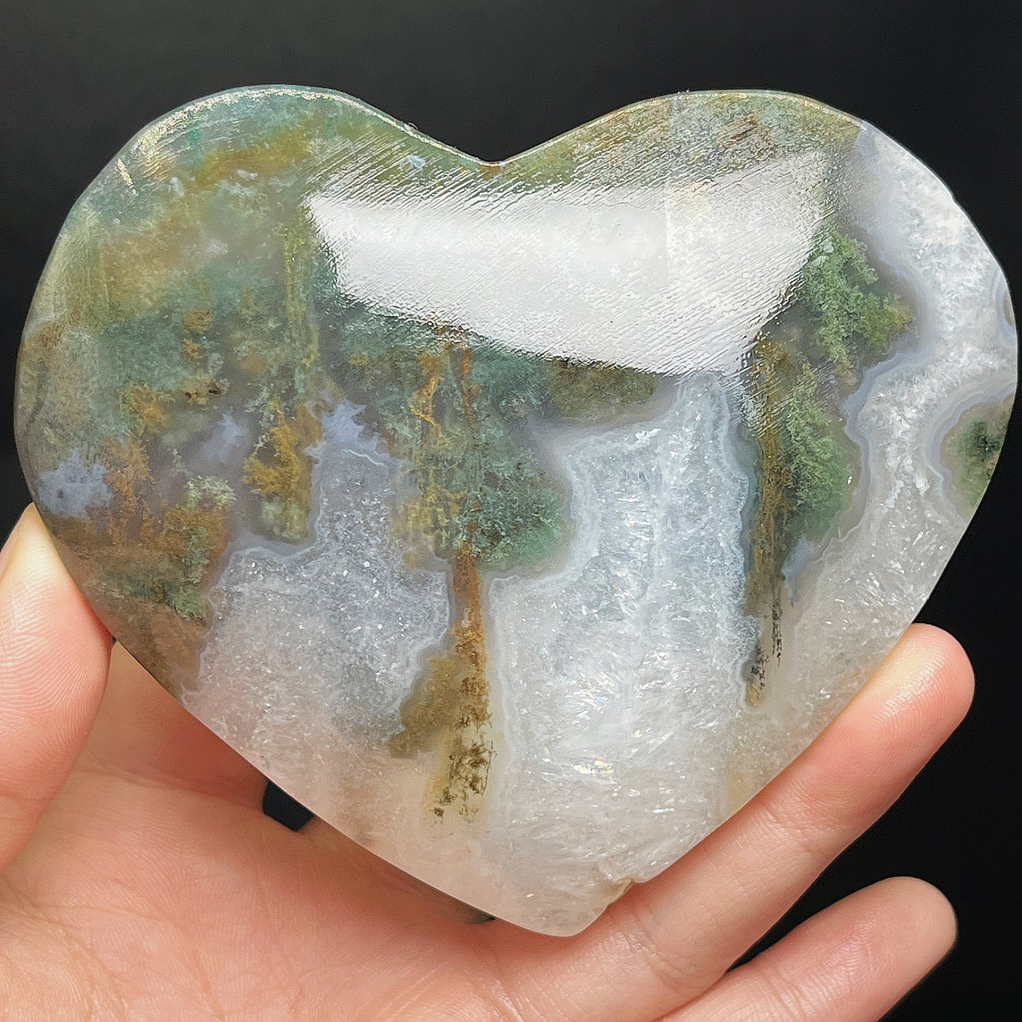 Natural  Love with Water Grass Agate Gemstone Home Decor