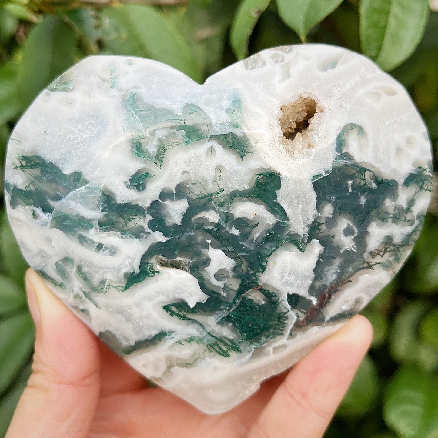 Natural  Love with Water Grass Agate Gemstone Home Decor