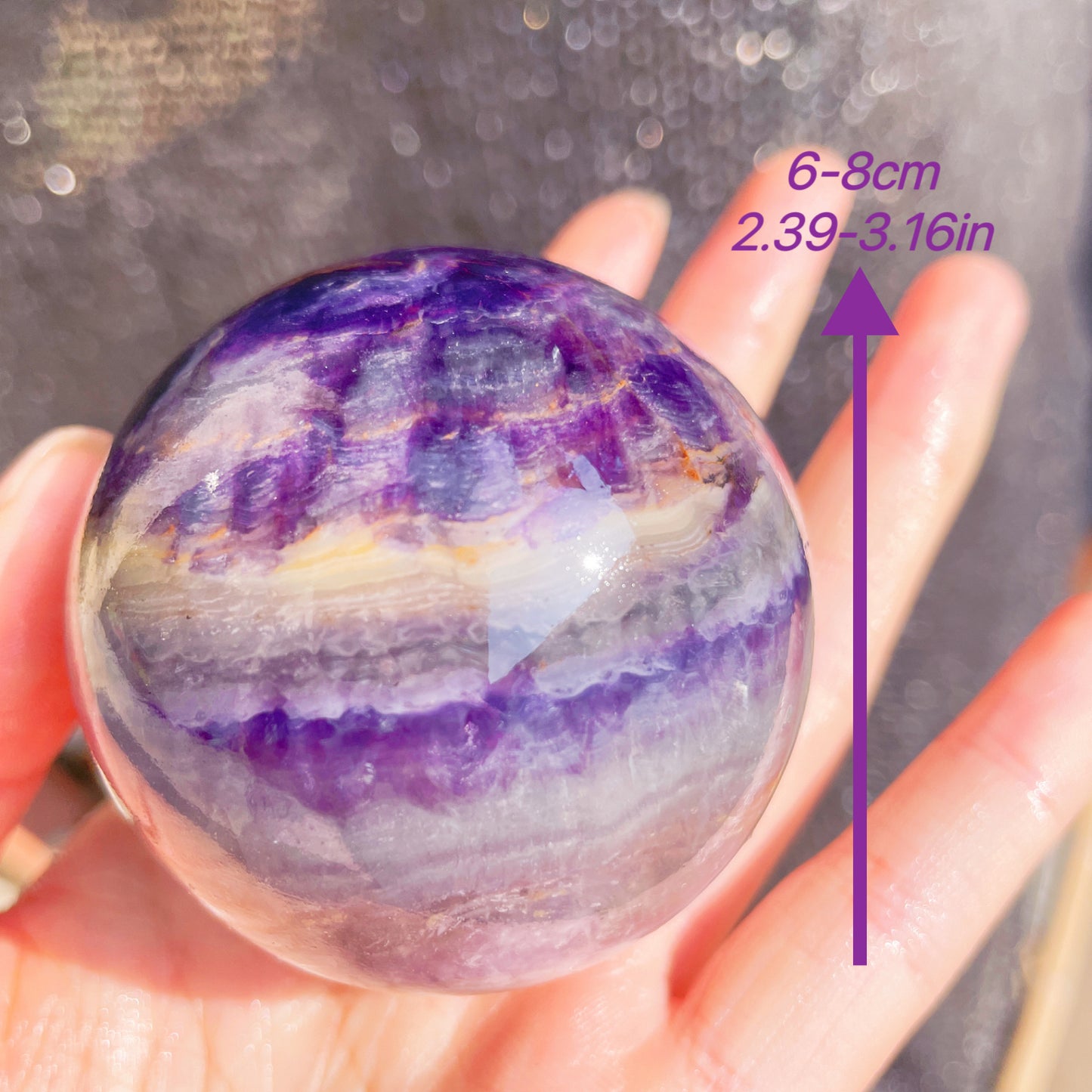 Blue purple fluorite sphere