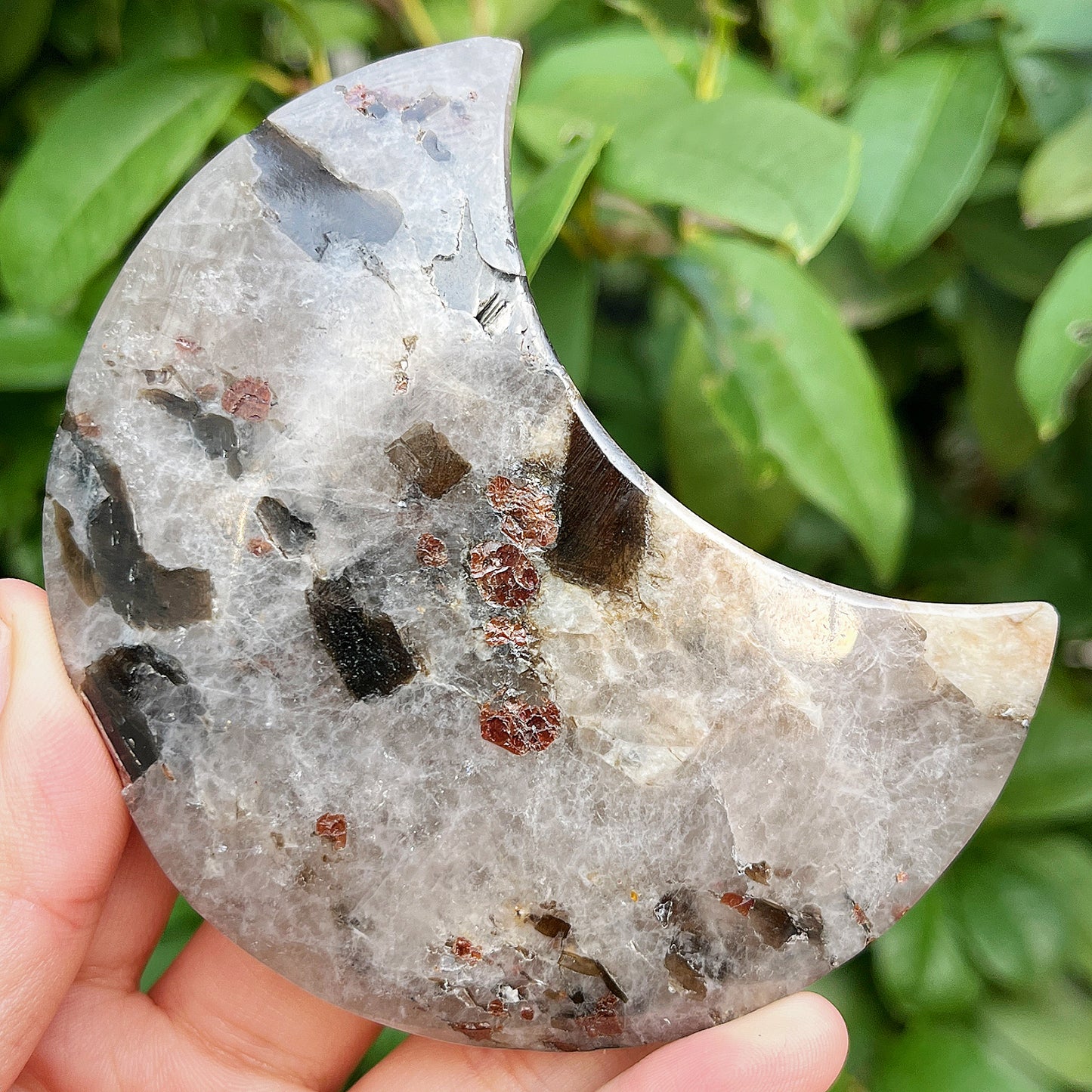 Natural Garnet tourmaline silver mica moon Heal ing Gemstone Home Decor