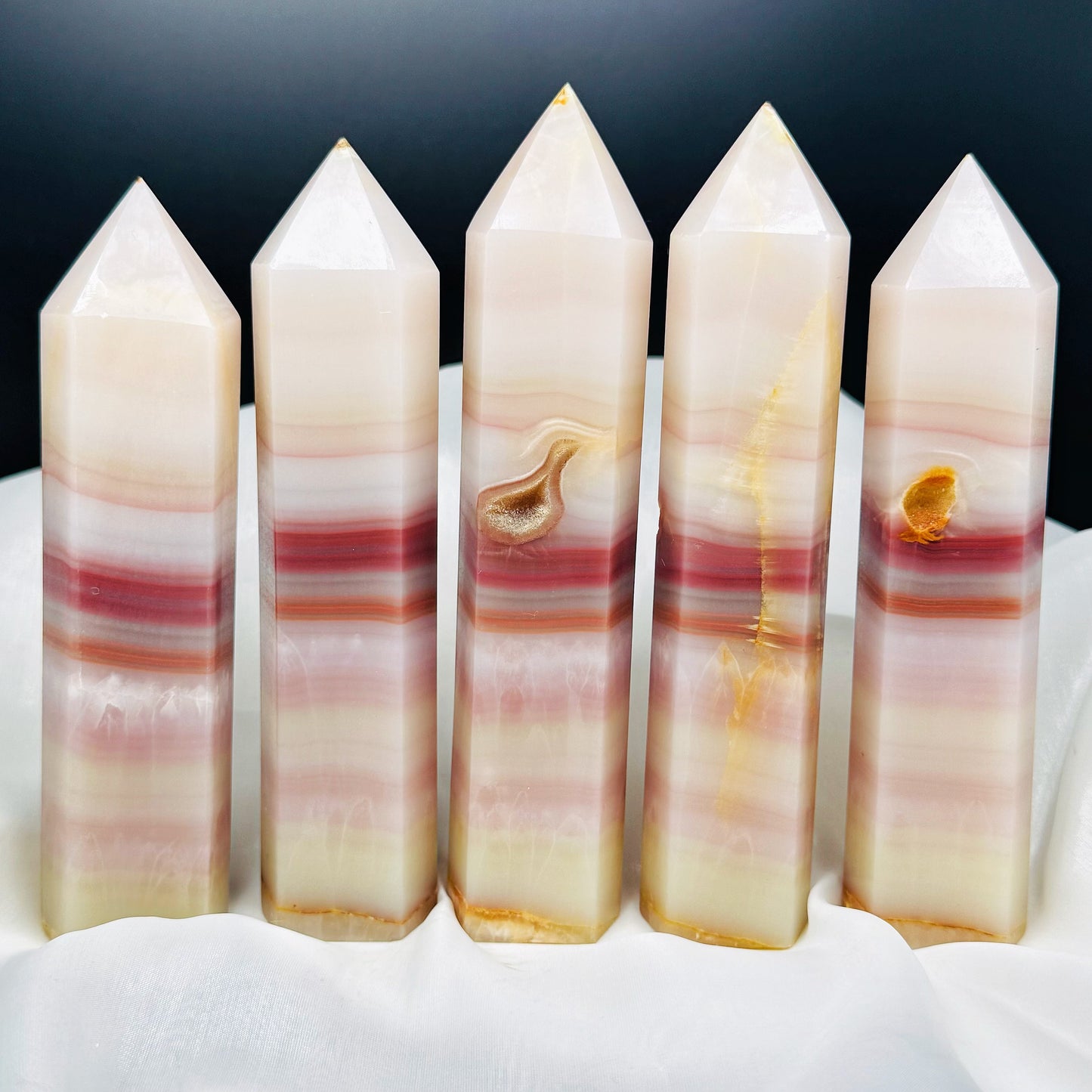 Natural Colorful jade single pointed pillar Heal ing Gemstone Home Decor