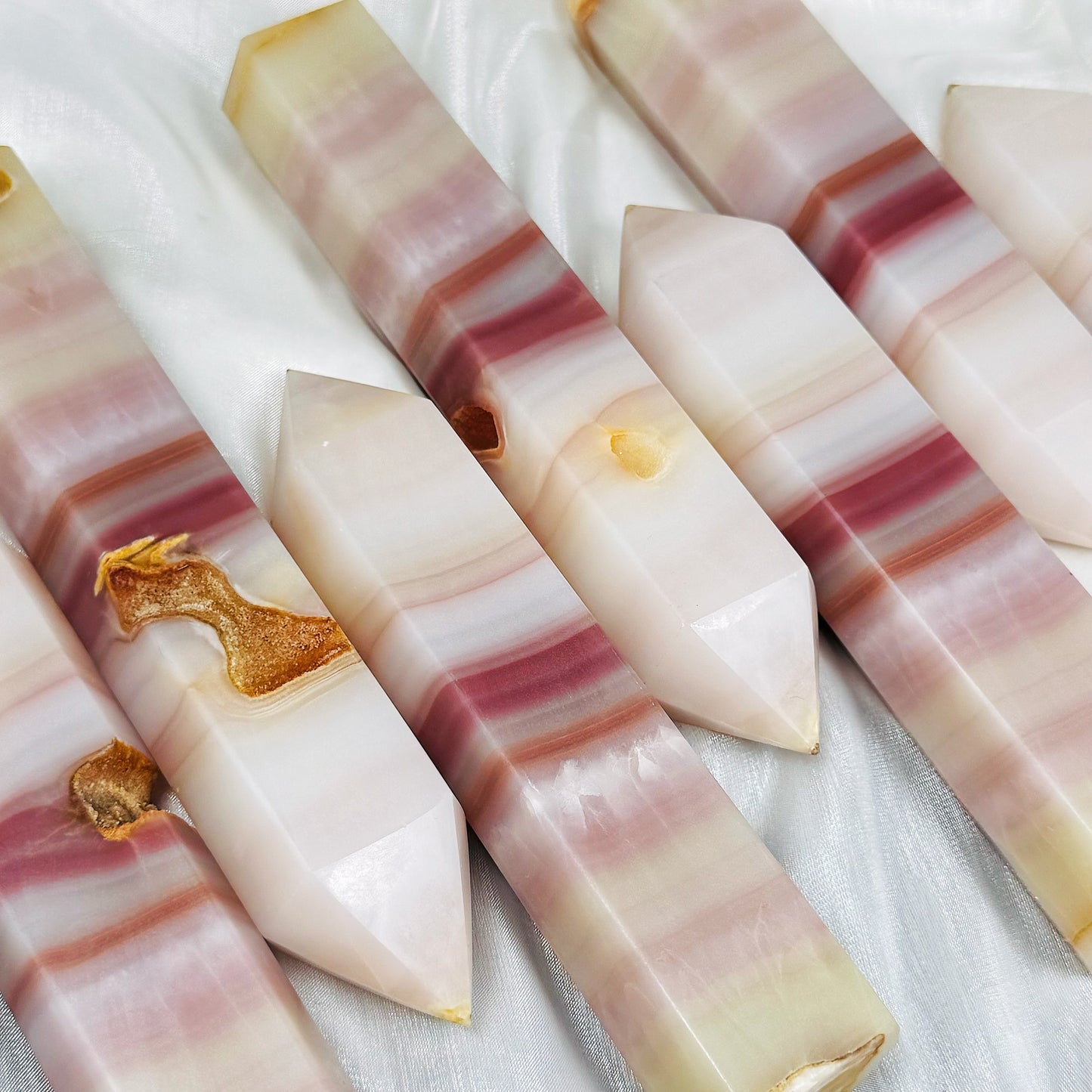 Natural Colorful jade single pointed pillar Heal ing Gemstone Home Decor